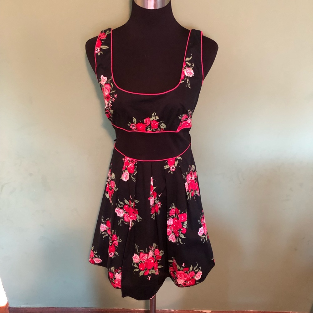Black/floral mini dress